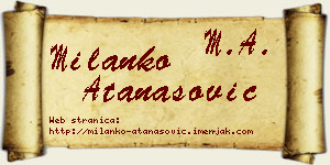 Milanko Atanasović vizit kartica